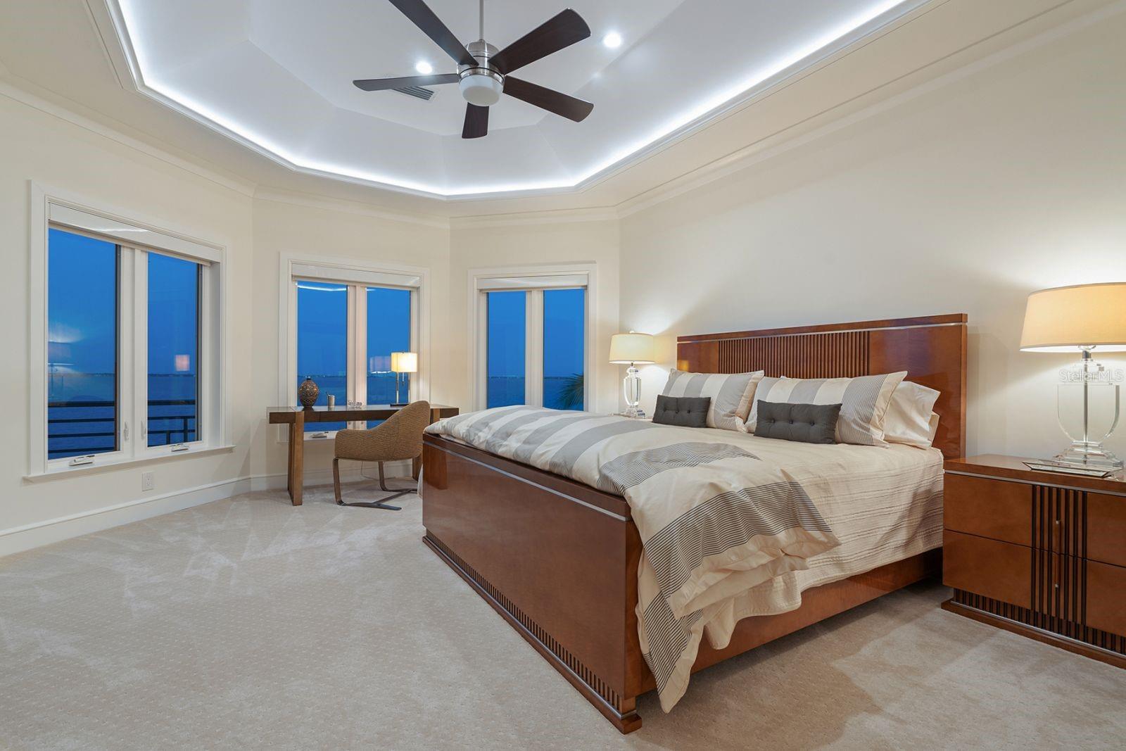 Evening Photo of Upstairs 2nd Primary Bedroom