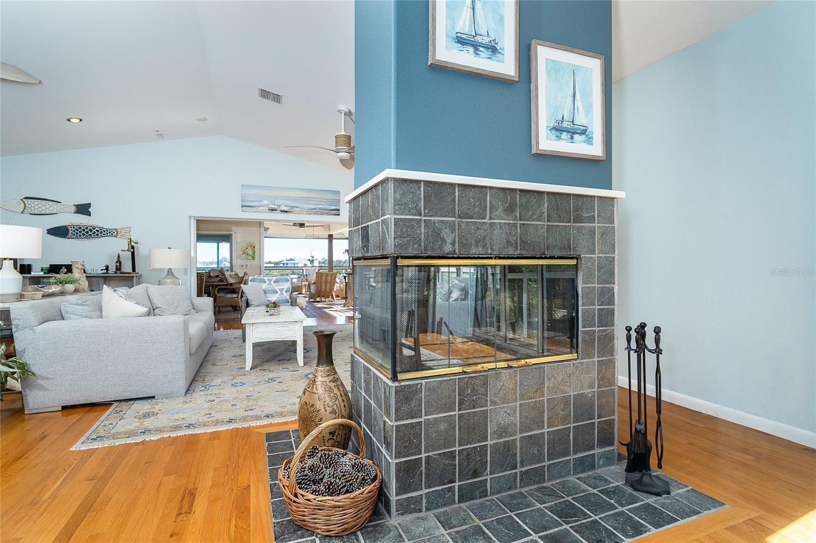 Fireplace and living Area.