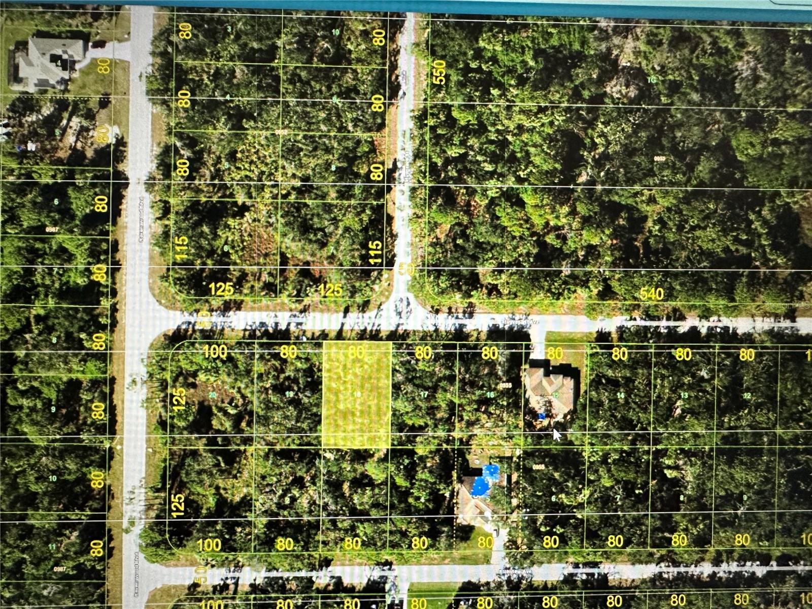 Aerial view of the lot.