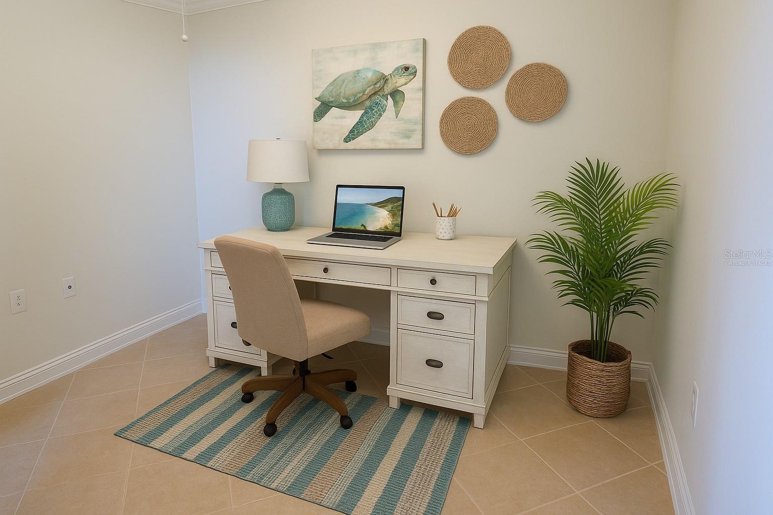 Virtually staged office/den/flex room