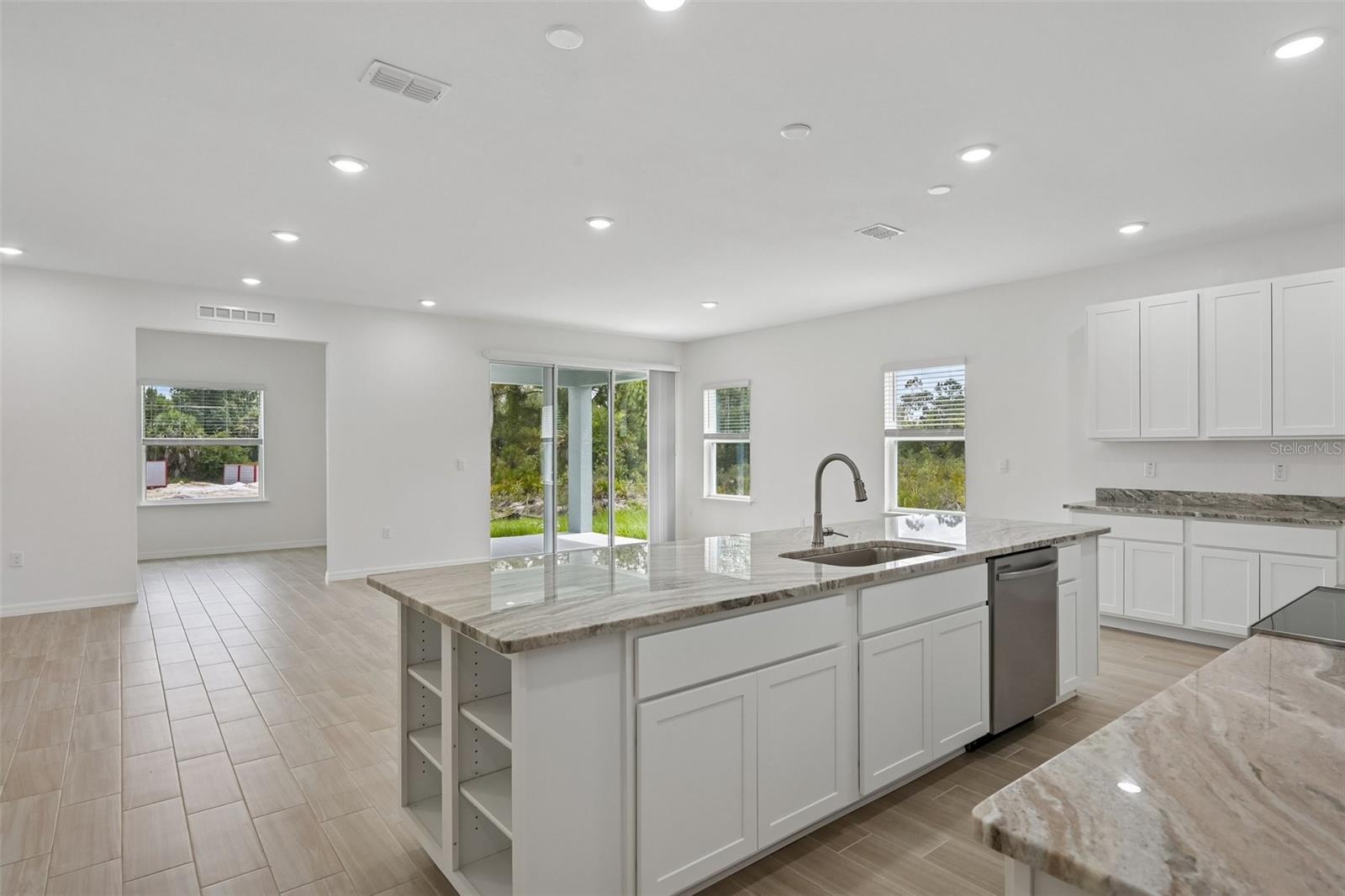 Gorgeous Kitchen spacious island with built-in shelving