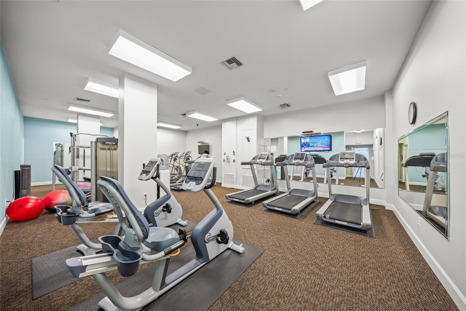 Community fitness area with sauna