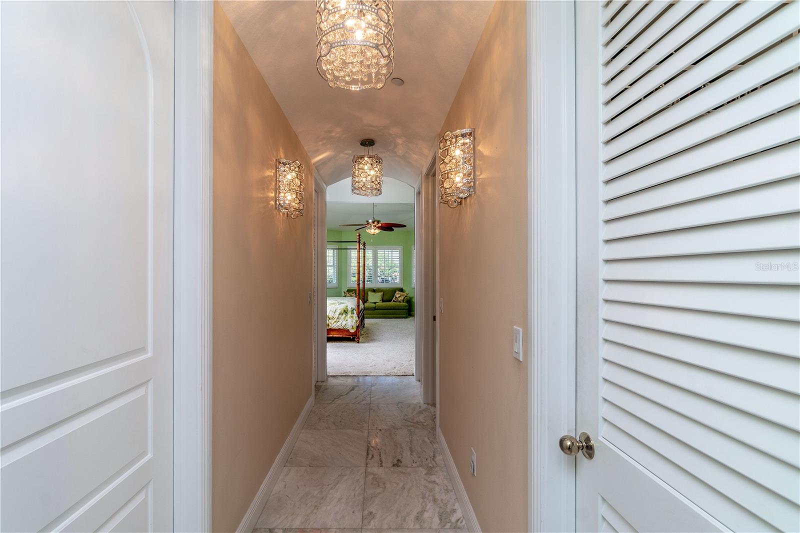 hall from master bedroom to master bath