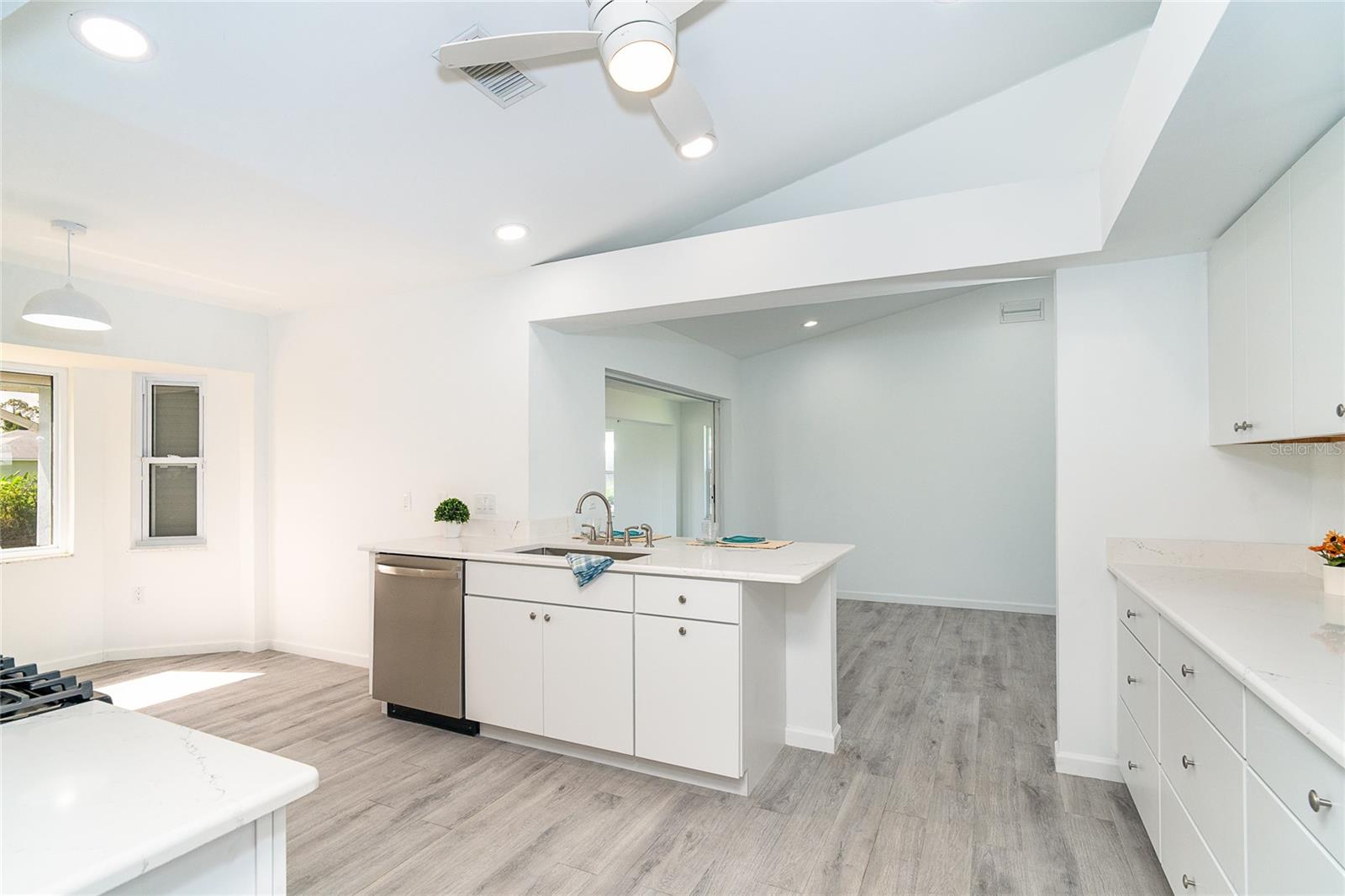 Wood cabinets & quartz countertops