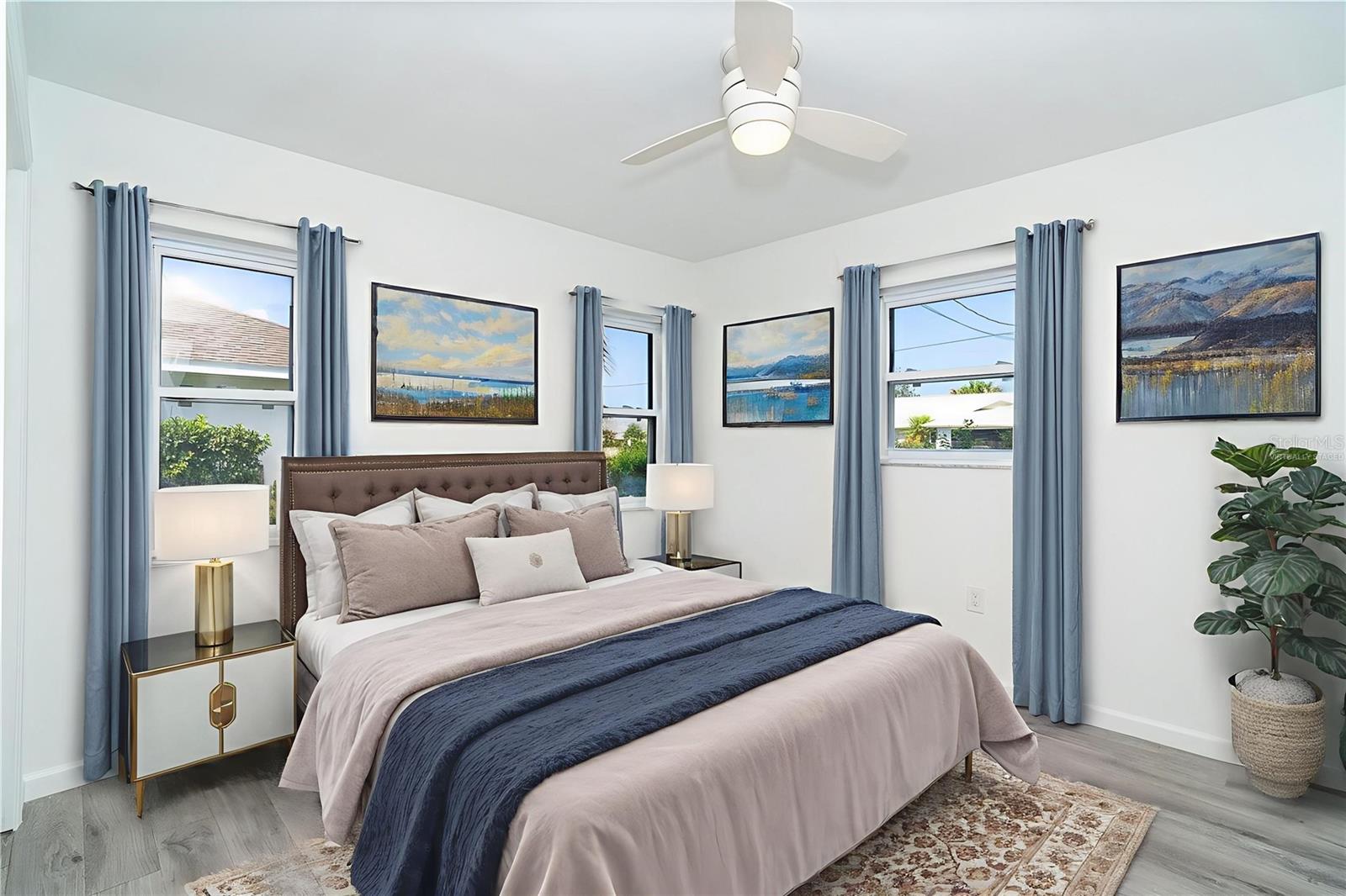 Virtually staged front guest bedroom