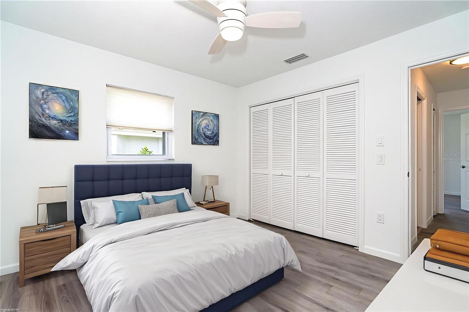 Virtually staged guest bedroom