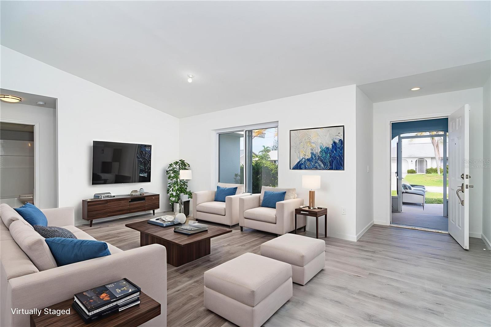 Virtually staged living room