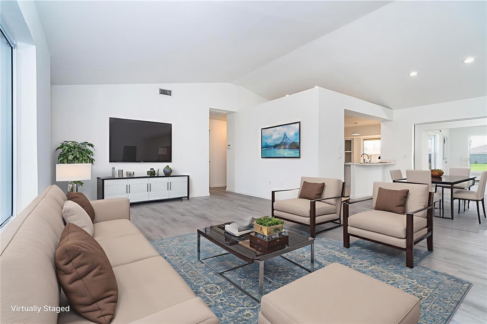 Virtually staged living & dining rooms