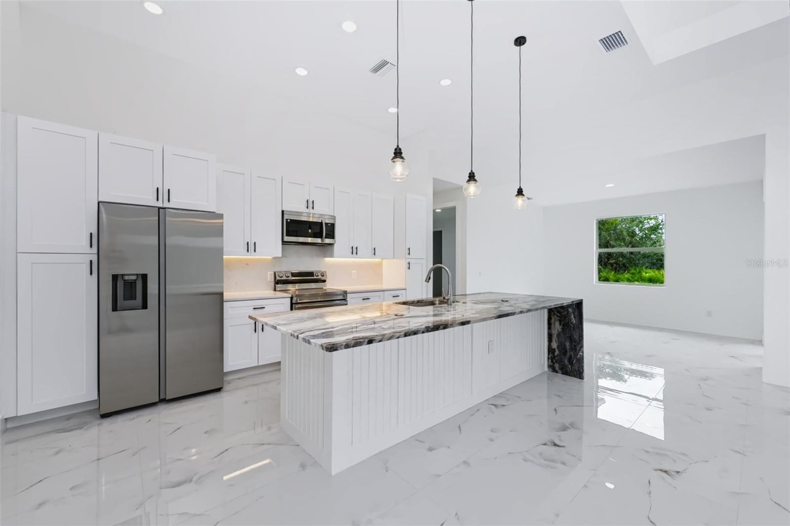 Waterfall Kitchen Island