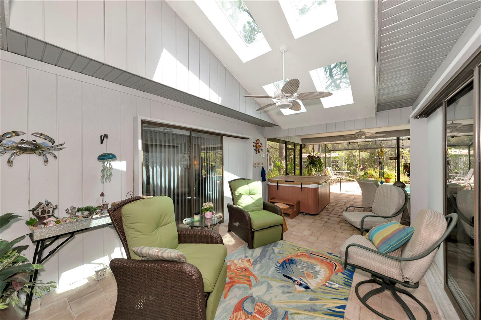 Covered lanai with skylights