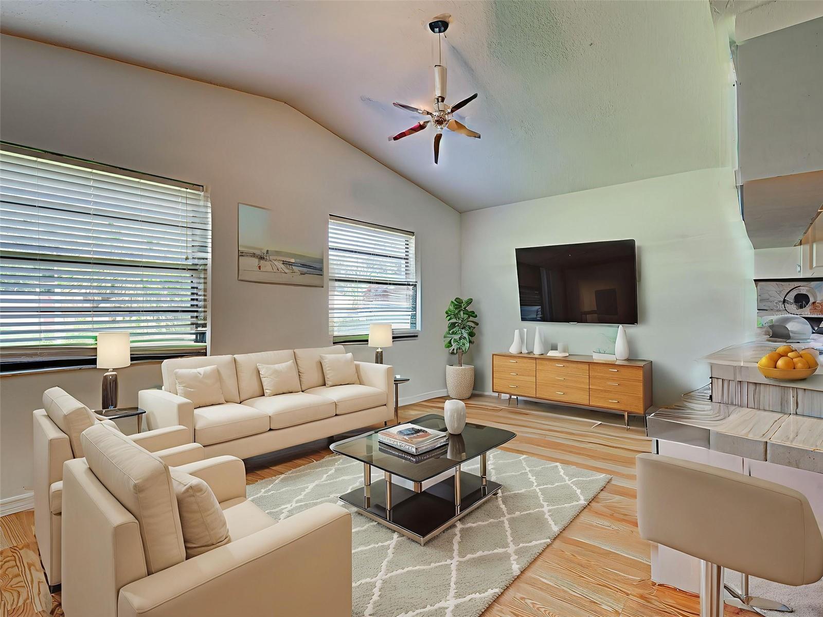 Virtually staged living room.