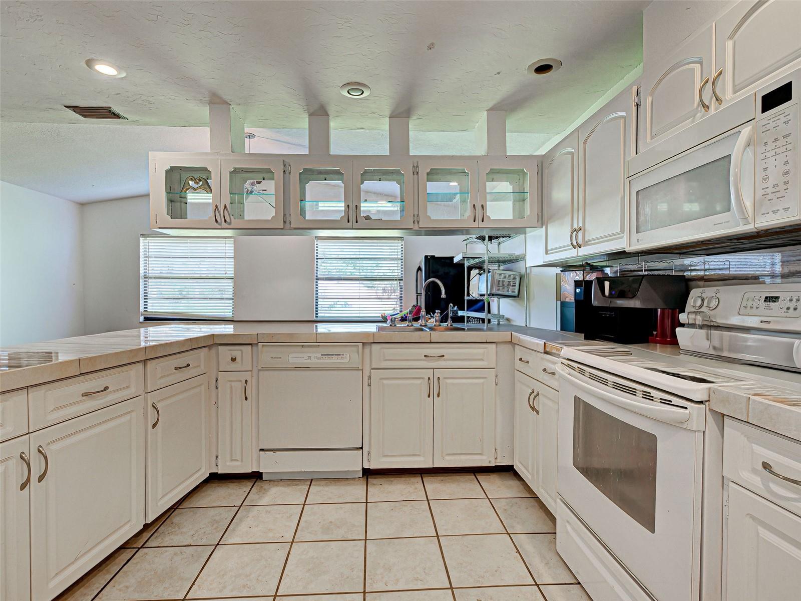 Granite tile countertops.