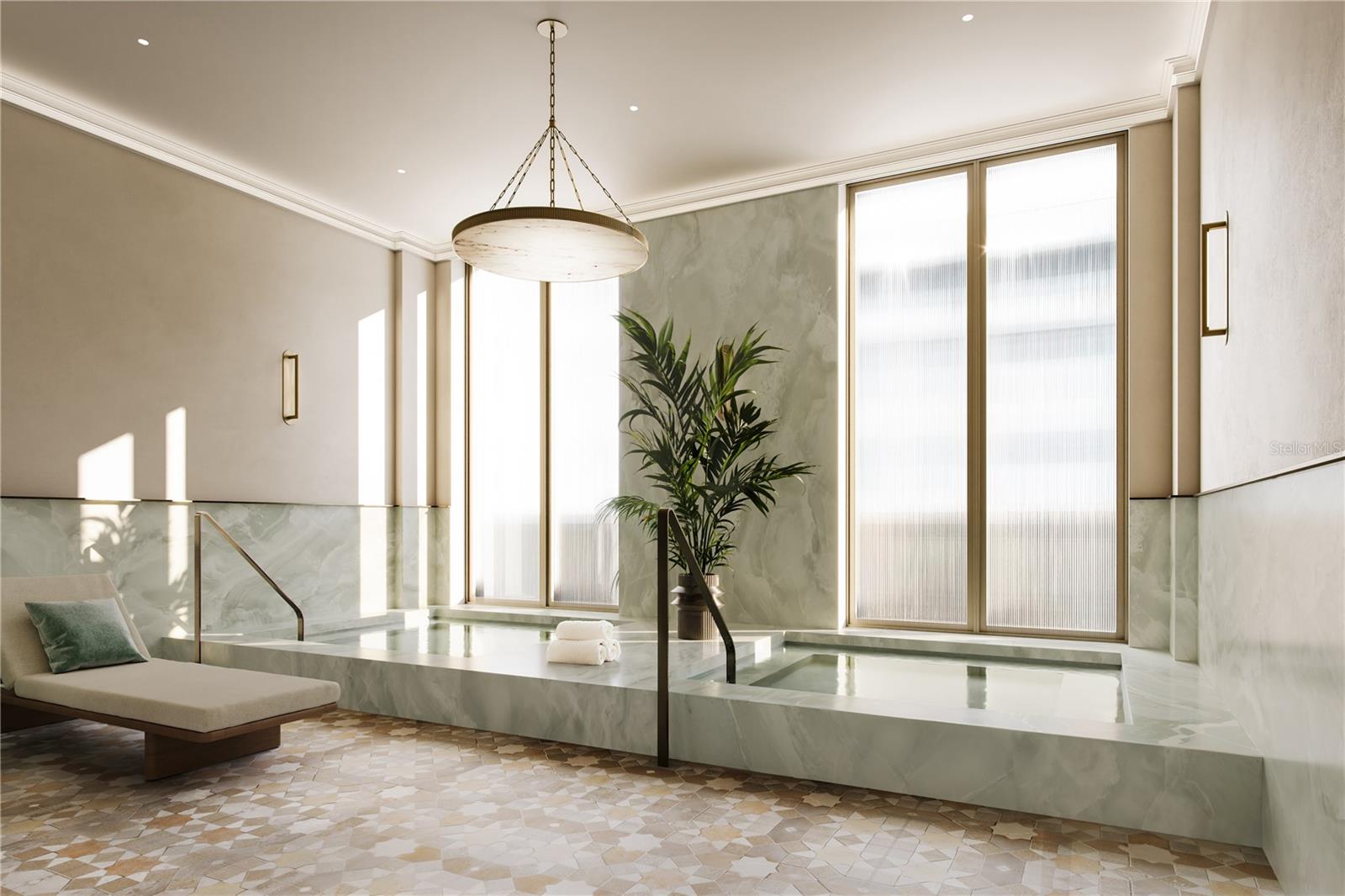 The Mira Mar Spa and Water Therapy located in The Wellness Wing offers a rejuvenating retreat designed for relaxation and recovery, providing residents with a luxurious space to restore balance and well-being