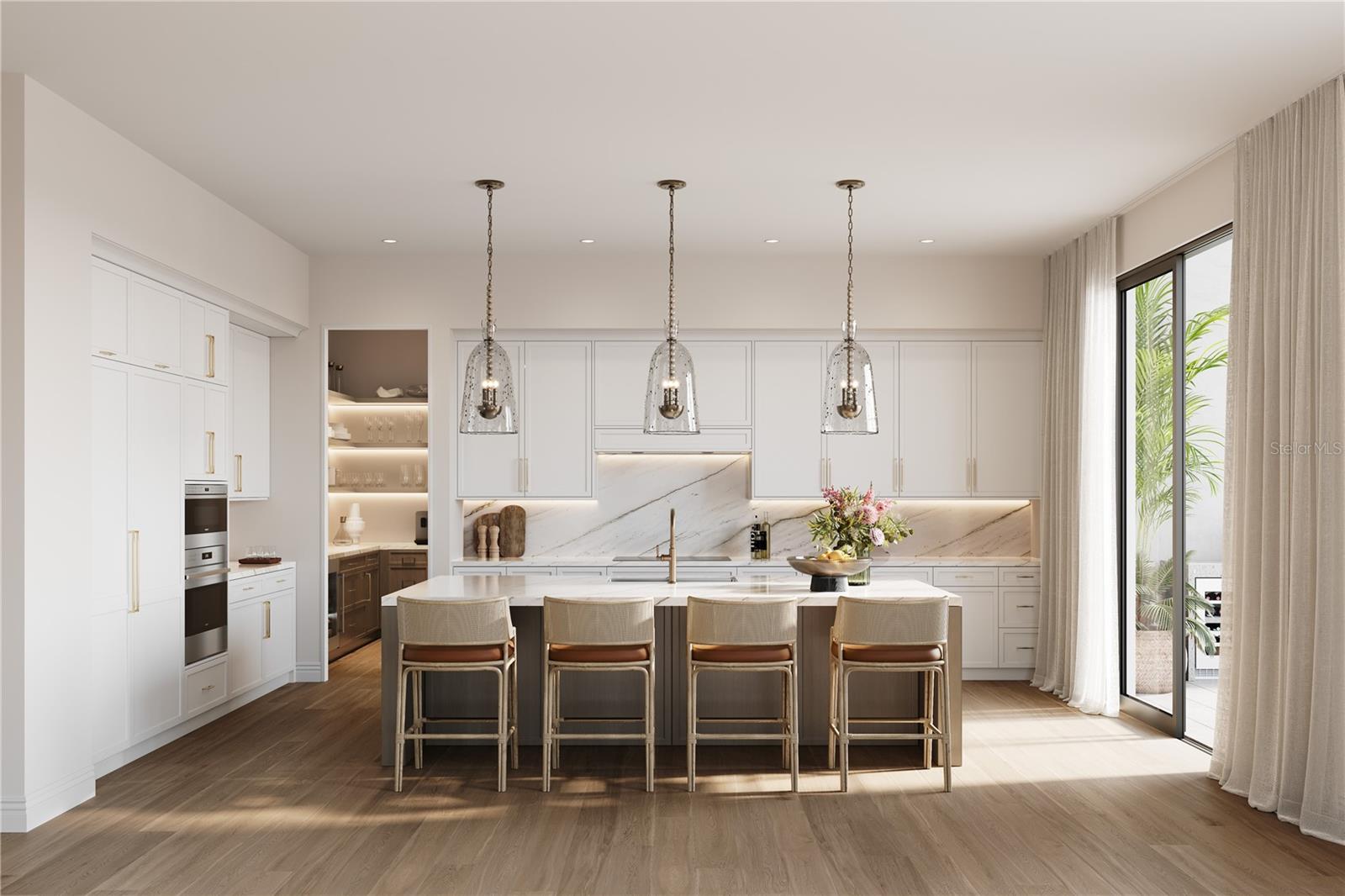 All kitchens offer Sub Zero, Wolf, and Cove appliances along with a scullery. Renderings and plans are conceptual and provided for illustrative purposes only, with final design, materials, and specifications subject to change without notice.