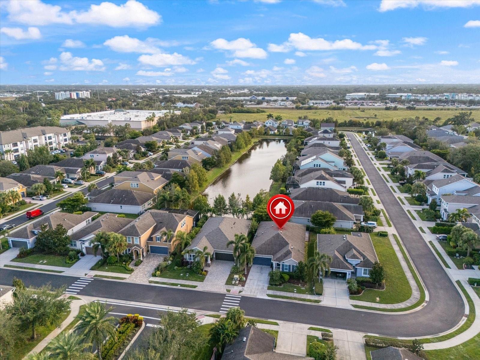 Situated at the corner of the community lake