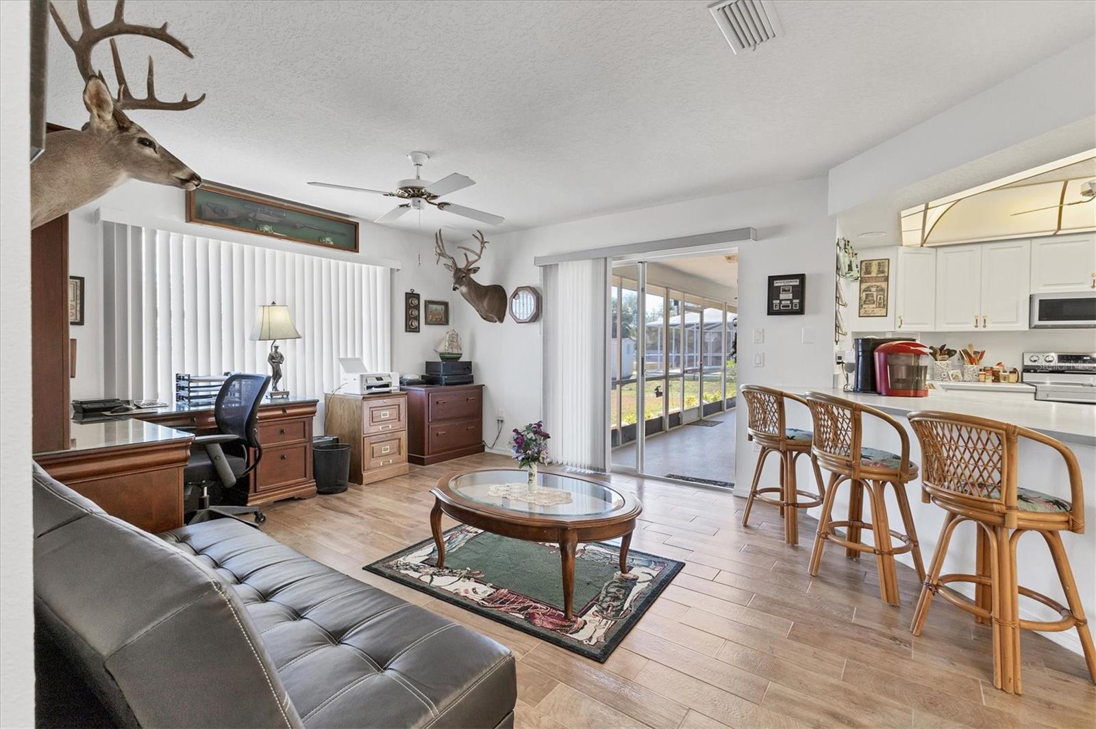 Family room with slider to lanai