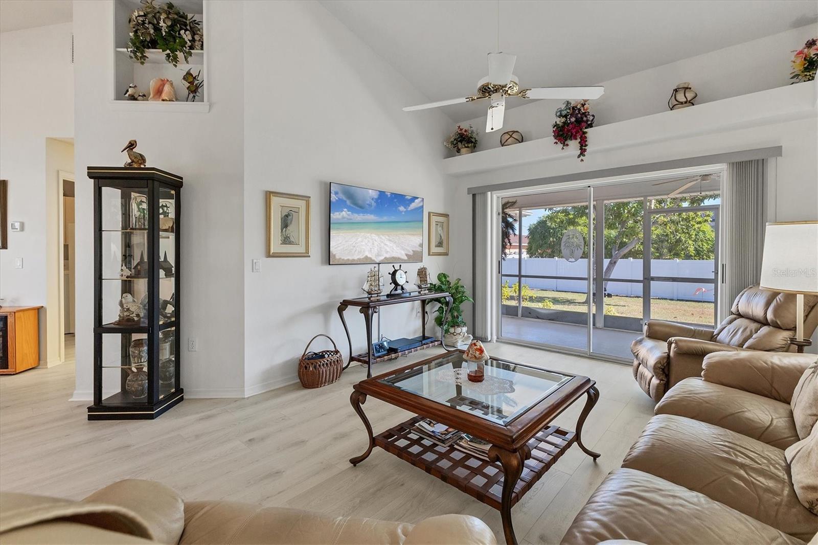 Living room with slider to lanai