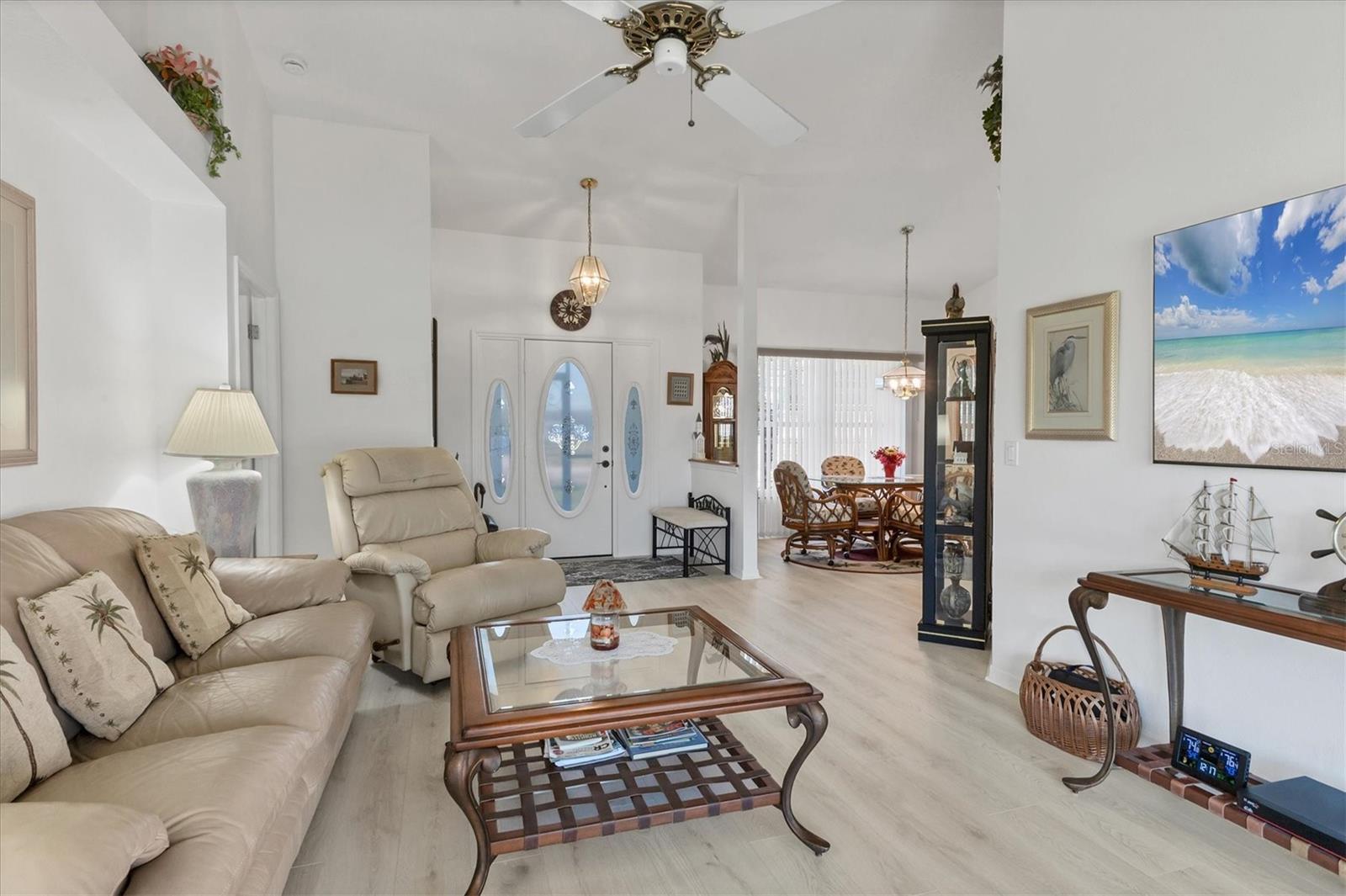 Living room, foyer, dining room