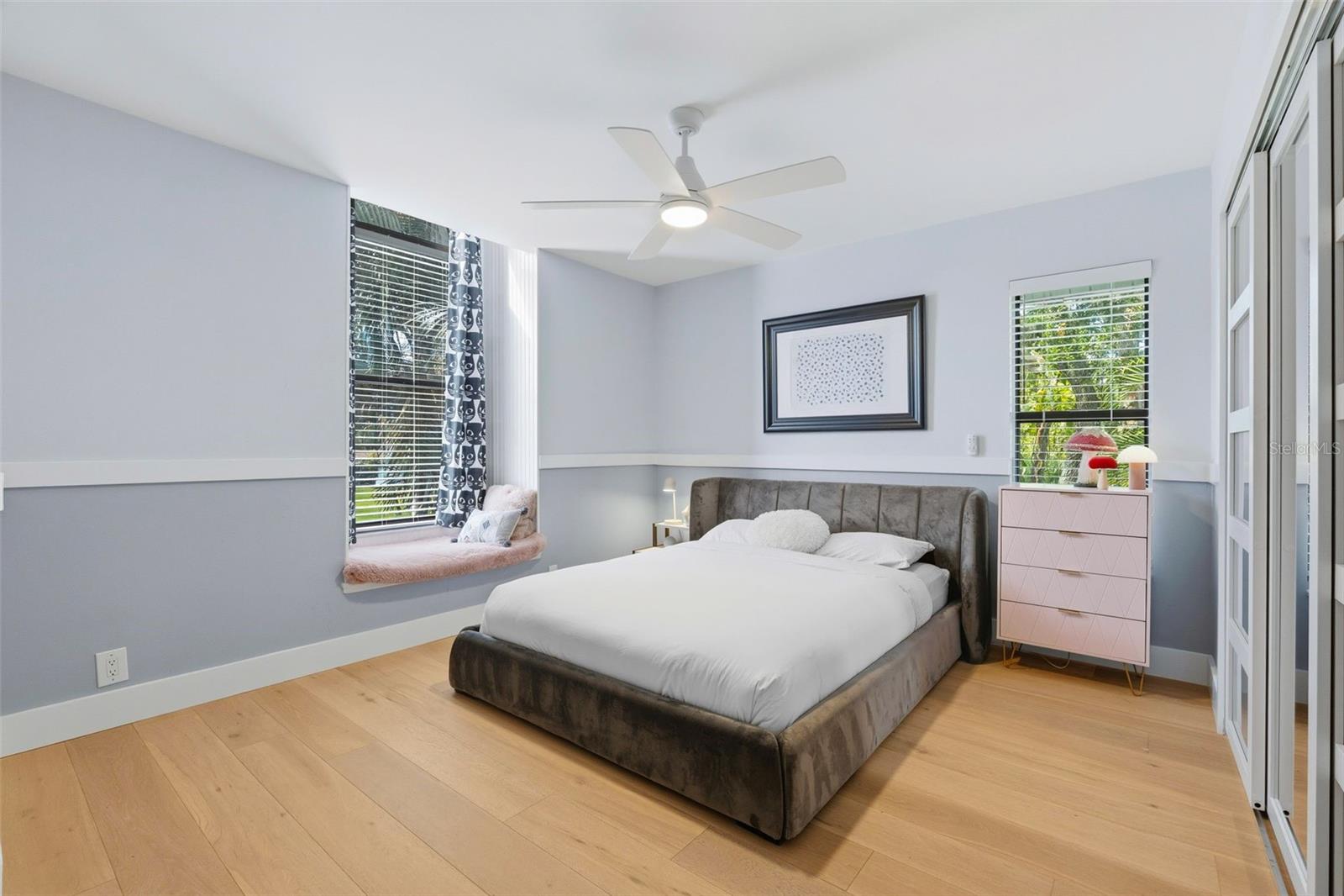 upstairs bedroom features sitting window seat