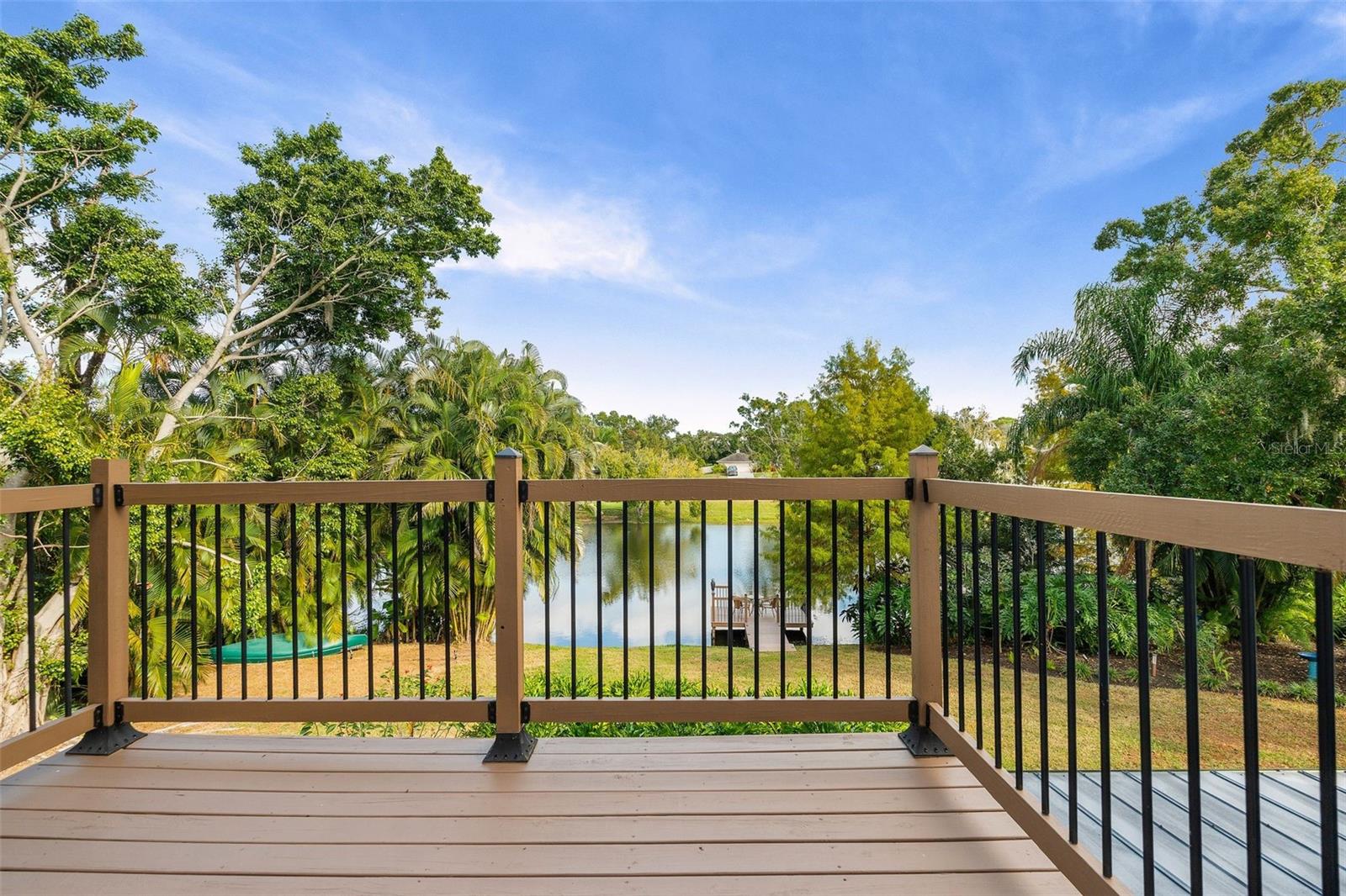 balcony overlooks lake