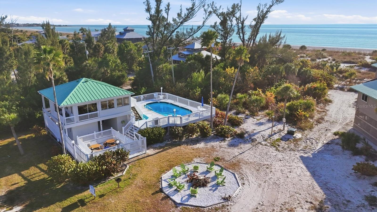Enjoy relaxing in the Clubhouse & Pool on Little Gasparilla Island after a day at the beach