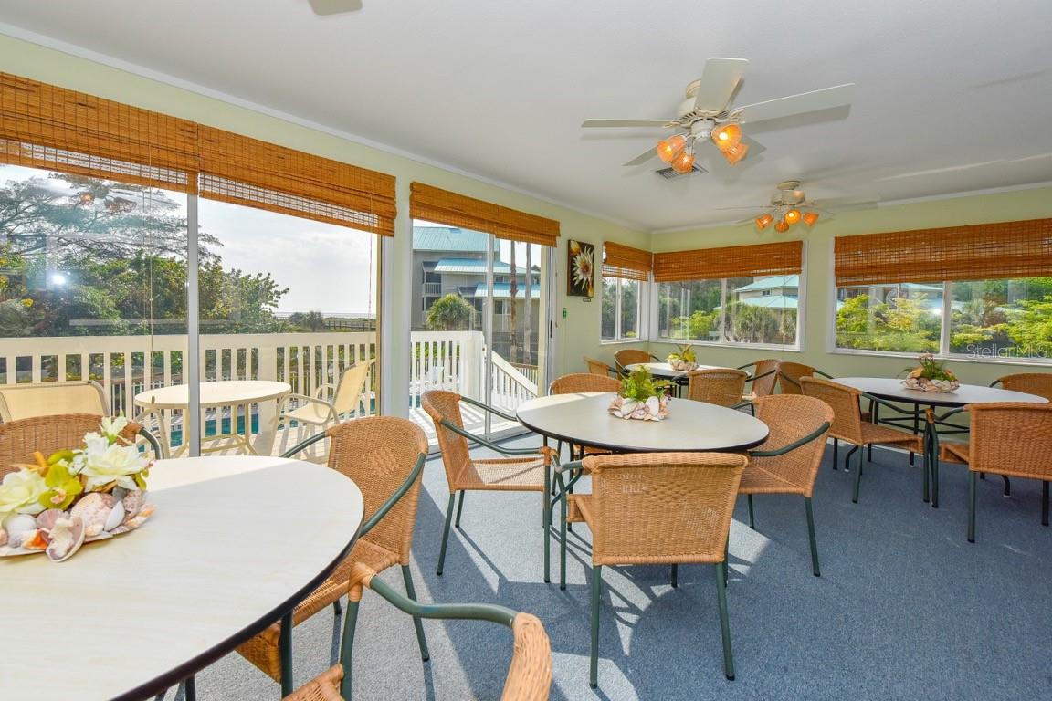 Interior seating area in Clubhouse on Little Gasparilla Island
