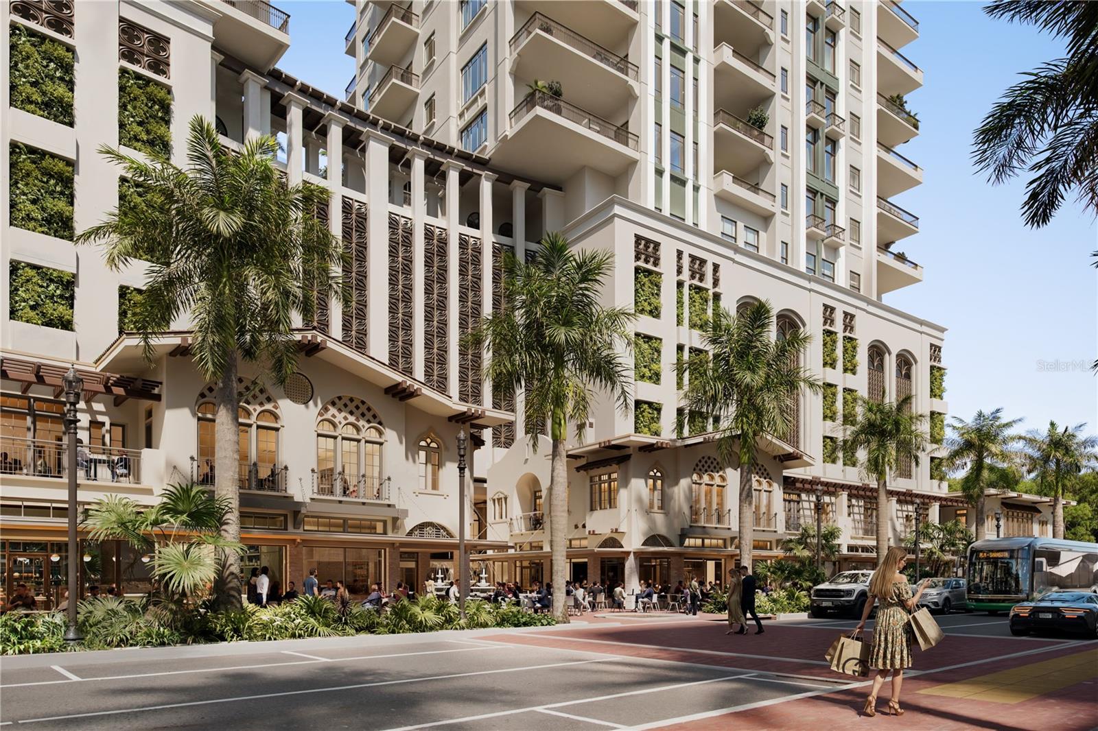 Spanning early 400 feet of frontage on South Palm Avenue, Mira Mar will create an exceptional pedestrian experience with curated retail and boutique spaces just steps from Sarasota’s dining, shopping, and culture.