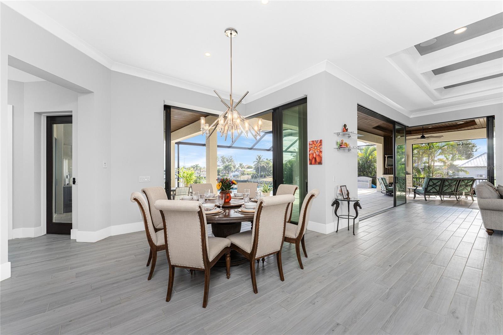 Dining area ...note custom lighting fixtures