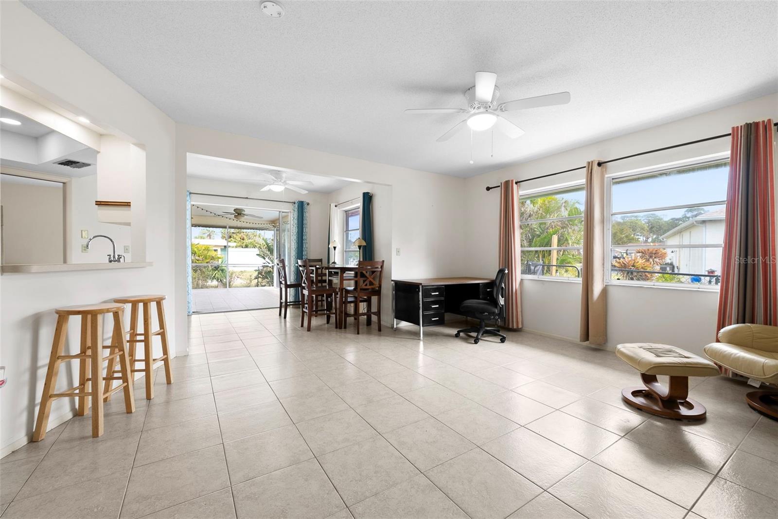 Open concept kitchen & second living room space