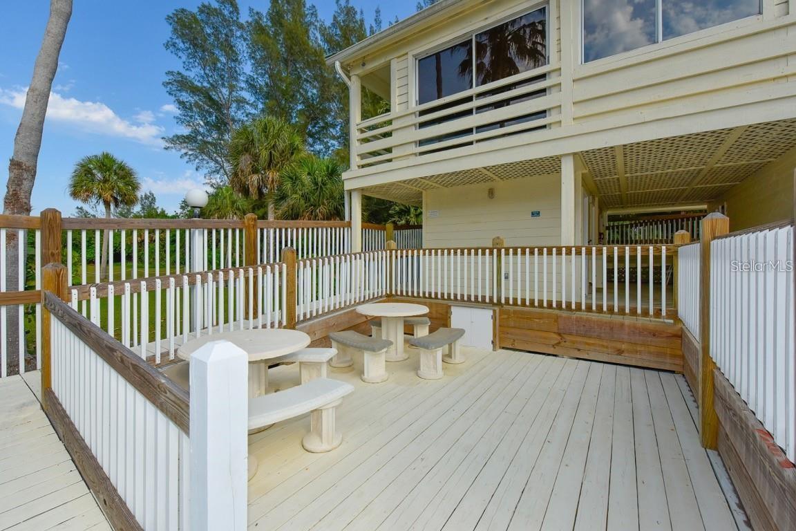Outside seating area at Clubhouse on Little Gasparilla Island
