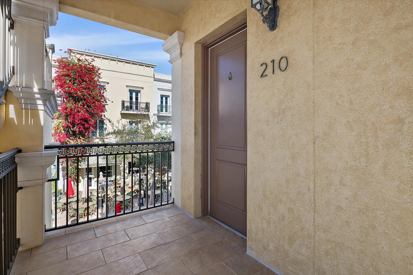 Exterior corridor leading to residence