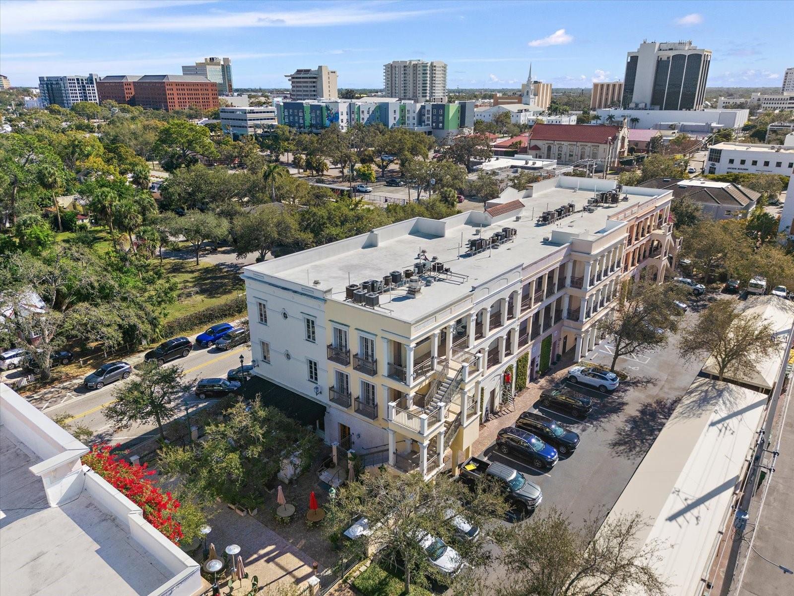 Aerial view of Citrus Community and covered parking area