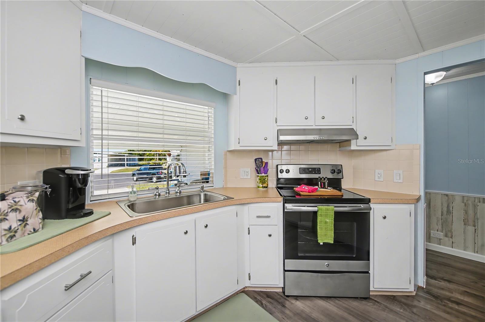 Lots of cabinets and counter space.