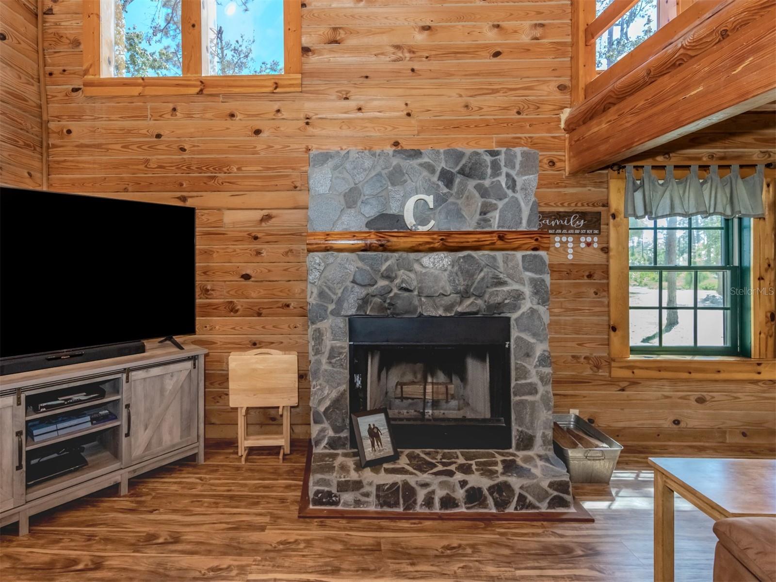 Fireplace in great room