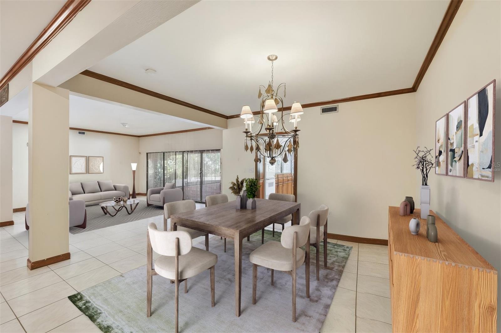 VIRTUALLY STAGED  Formal Dining Room Overlooking Spacious Living Room