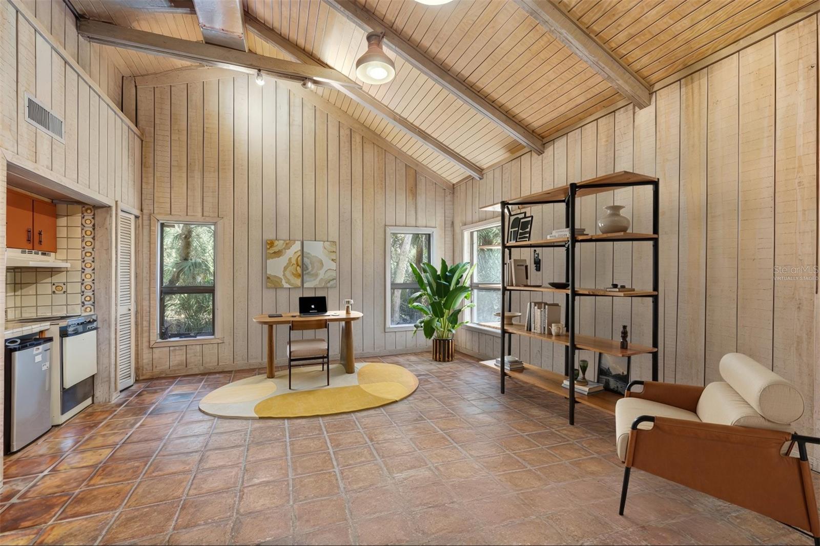VIRTUALLY STAGED: Den/Office/ All Purpose Room in Guest House W/Kitchenette