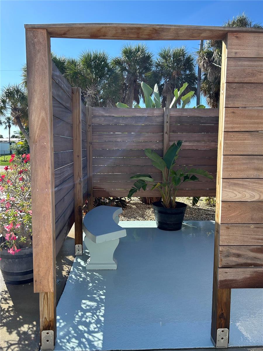 Entry to outdoor shower.