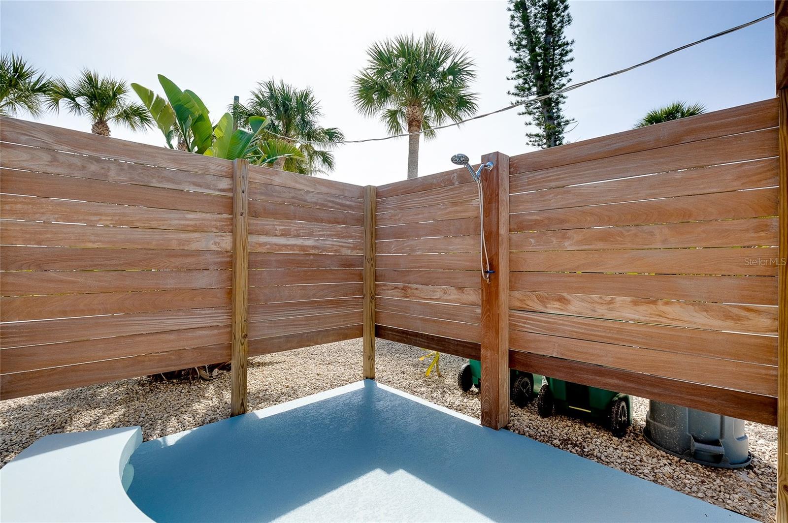 Teak outdoor shower
