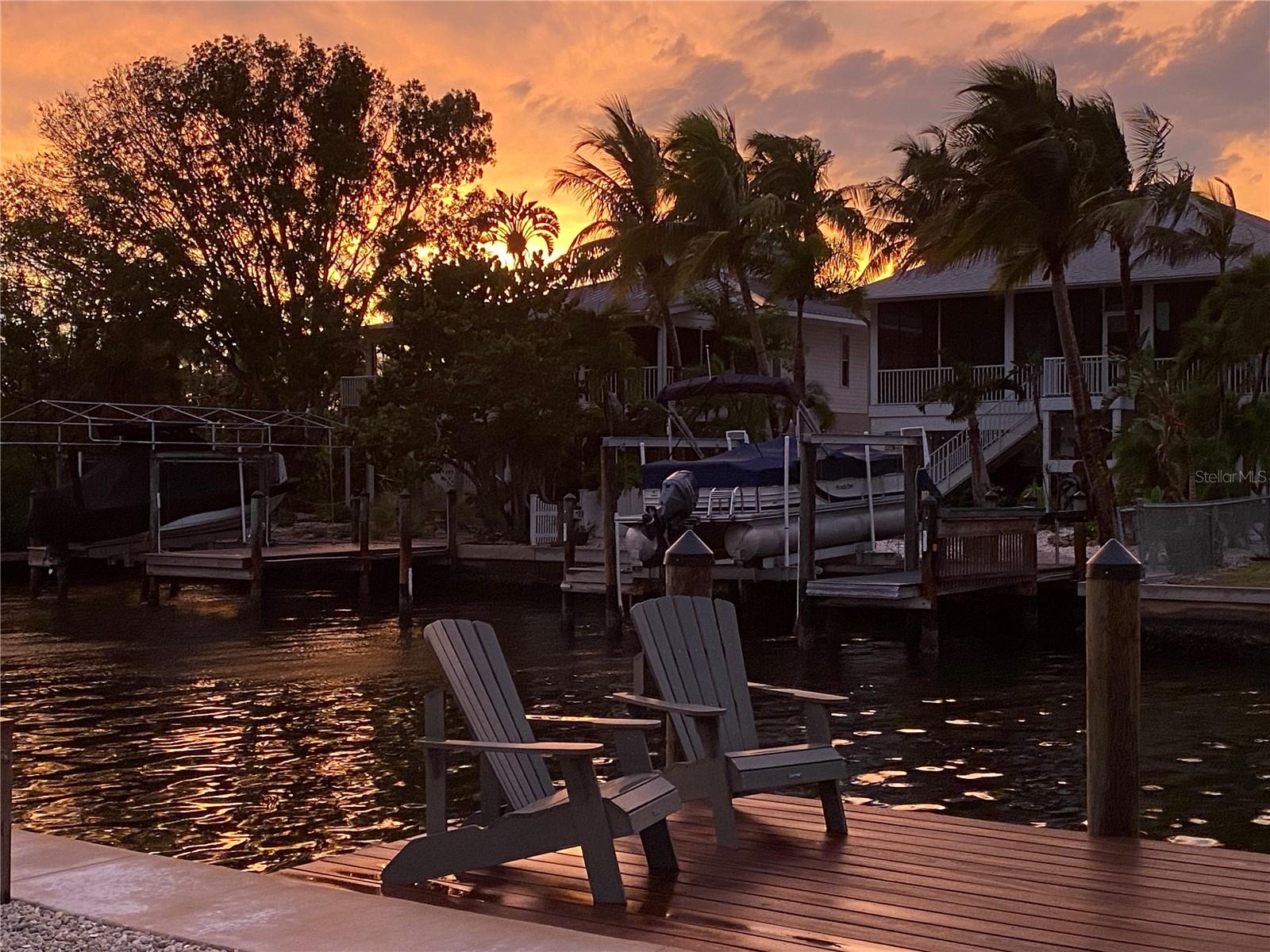 Sunset on dock.