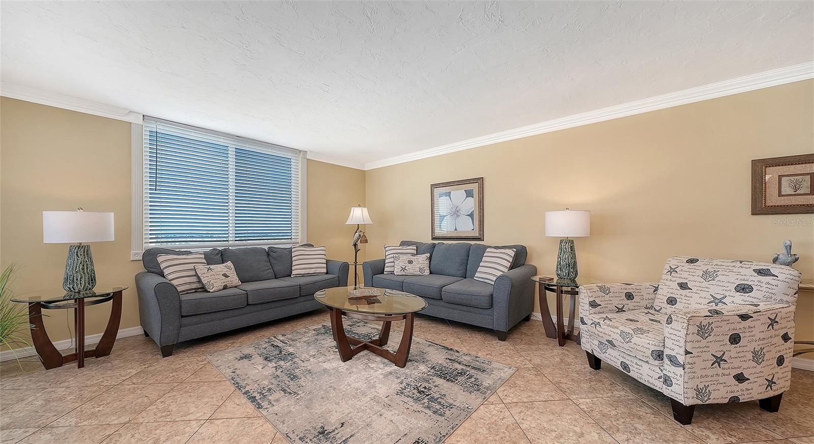 Living Room with views of Sarasota from side window