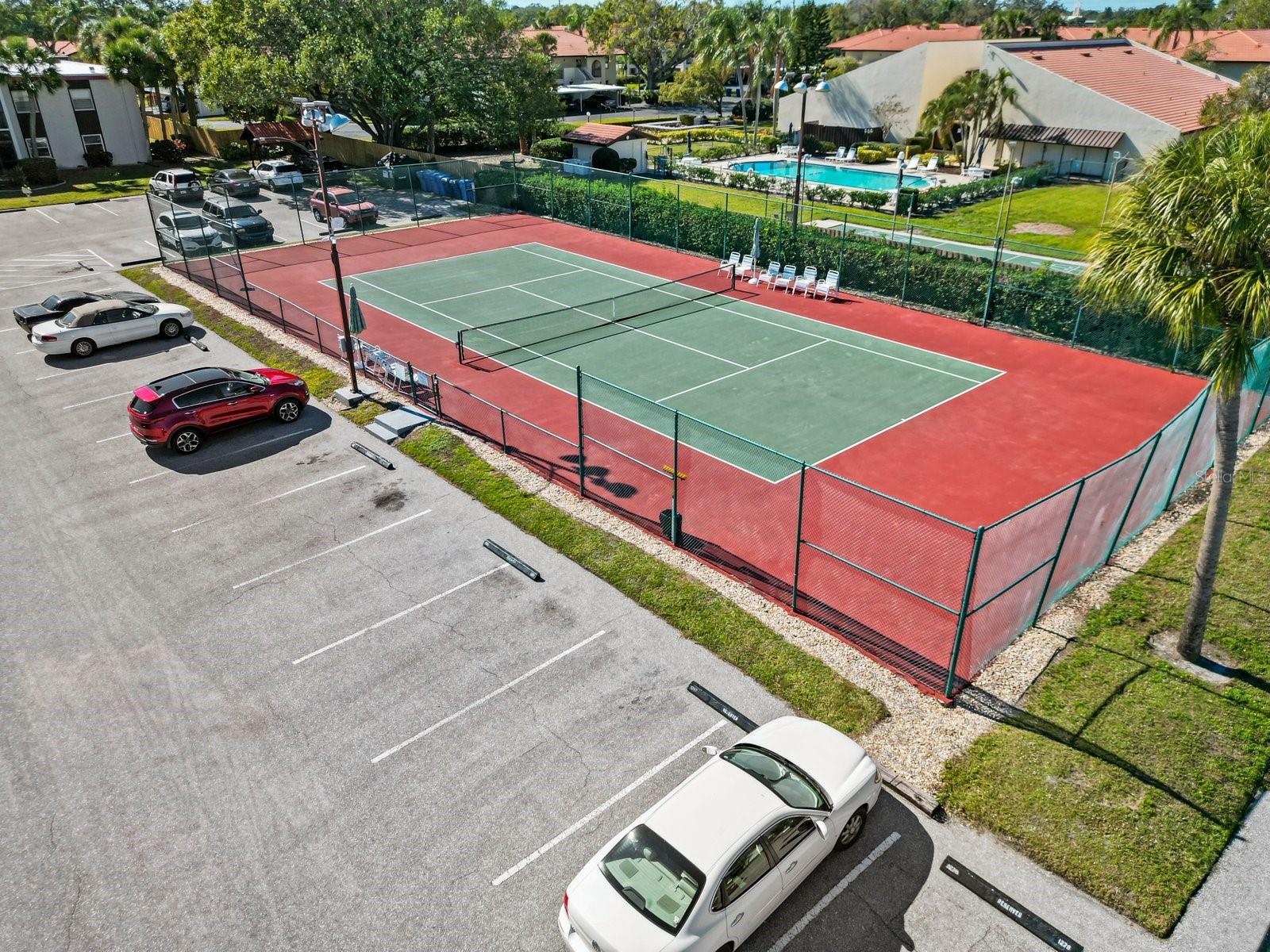 One of two tennis courts within the complex.