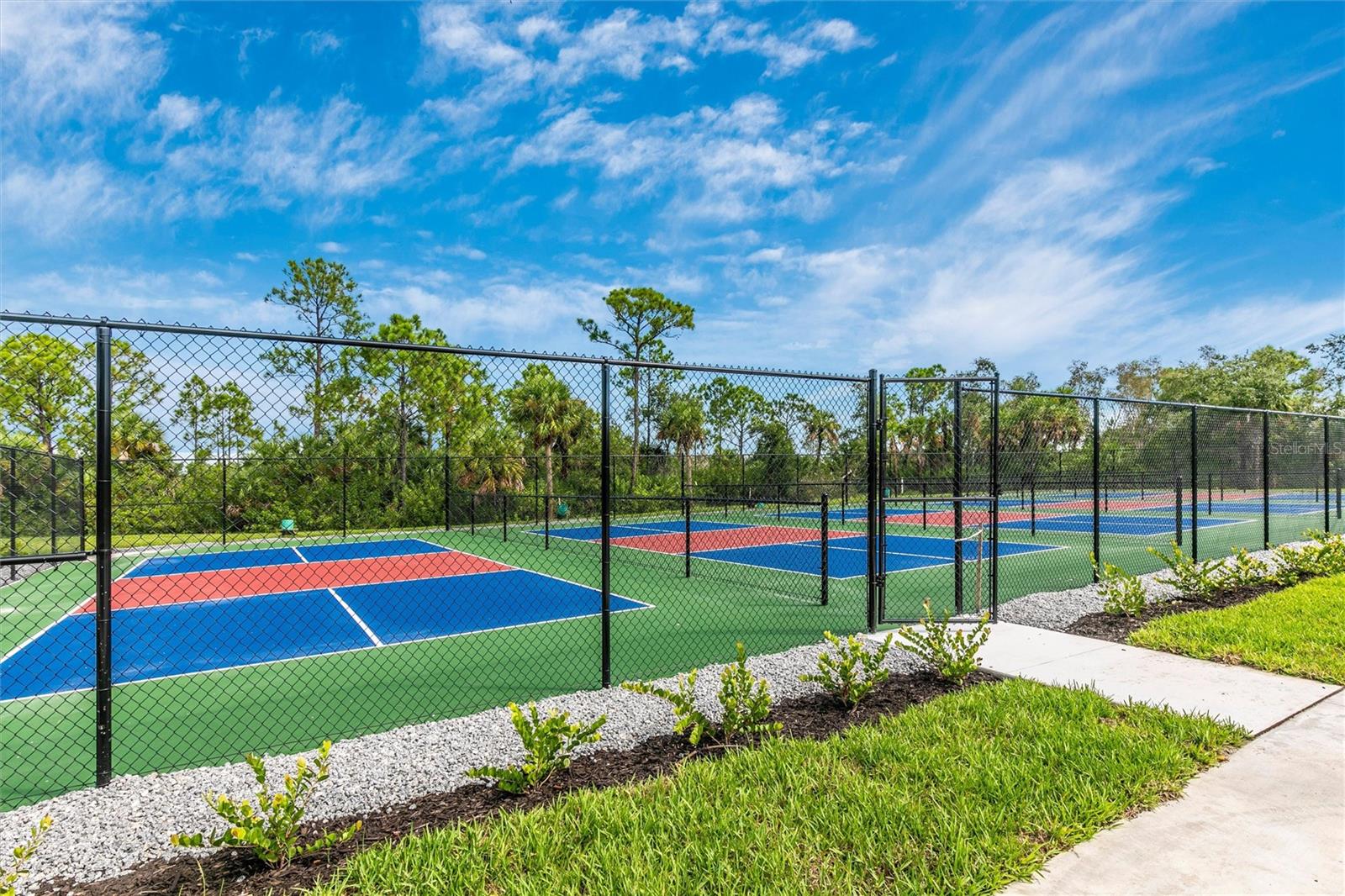 View of pickleball courts