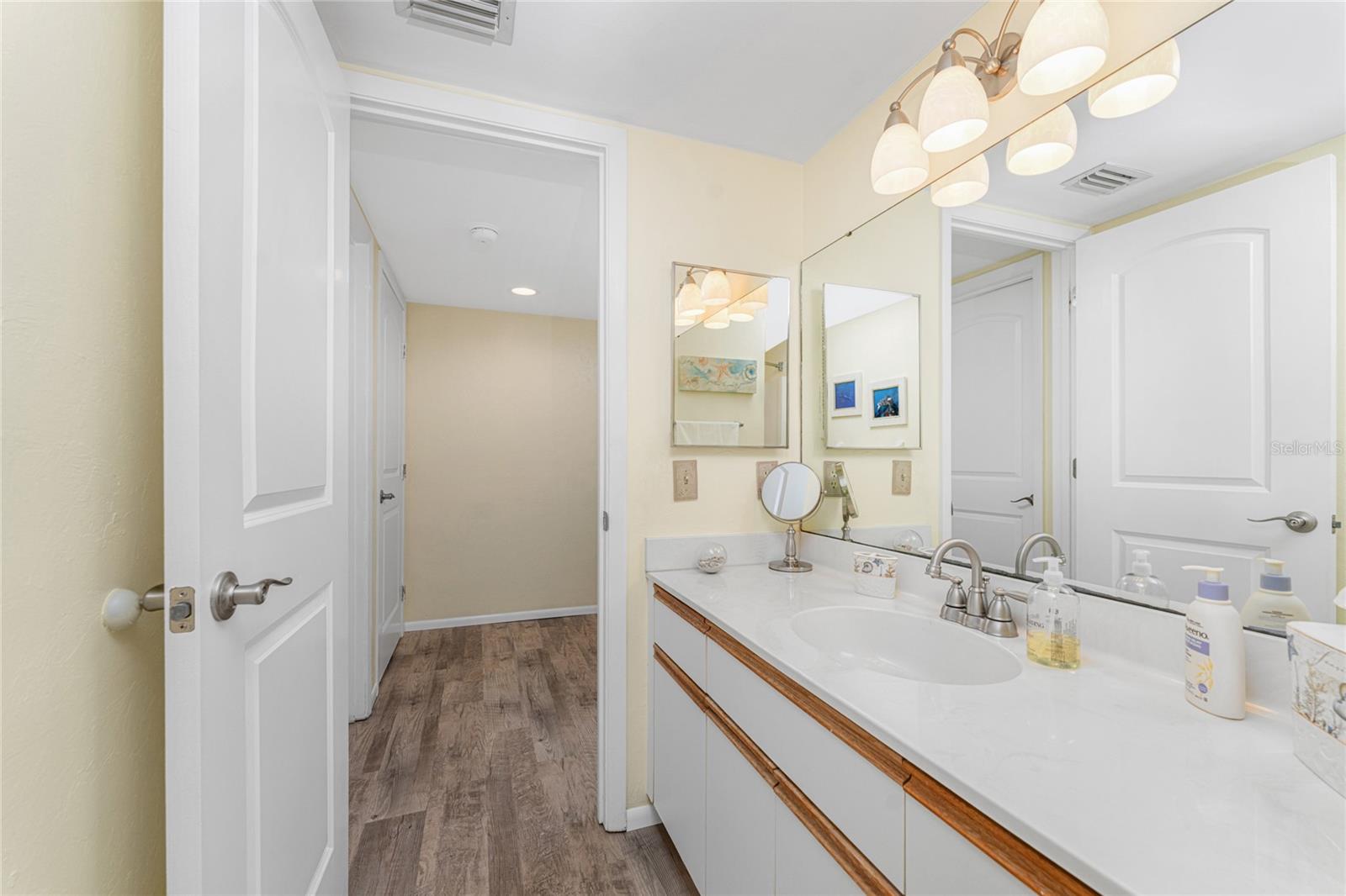 Long vanity provides plenty of space for your toiletries!