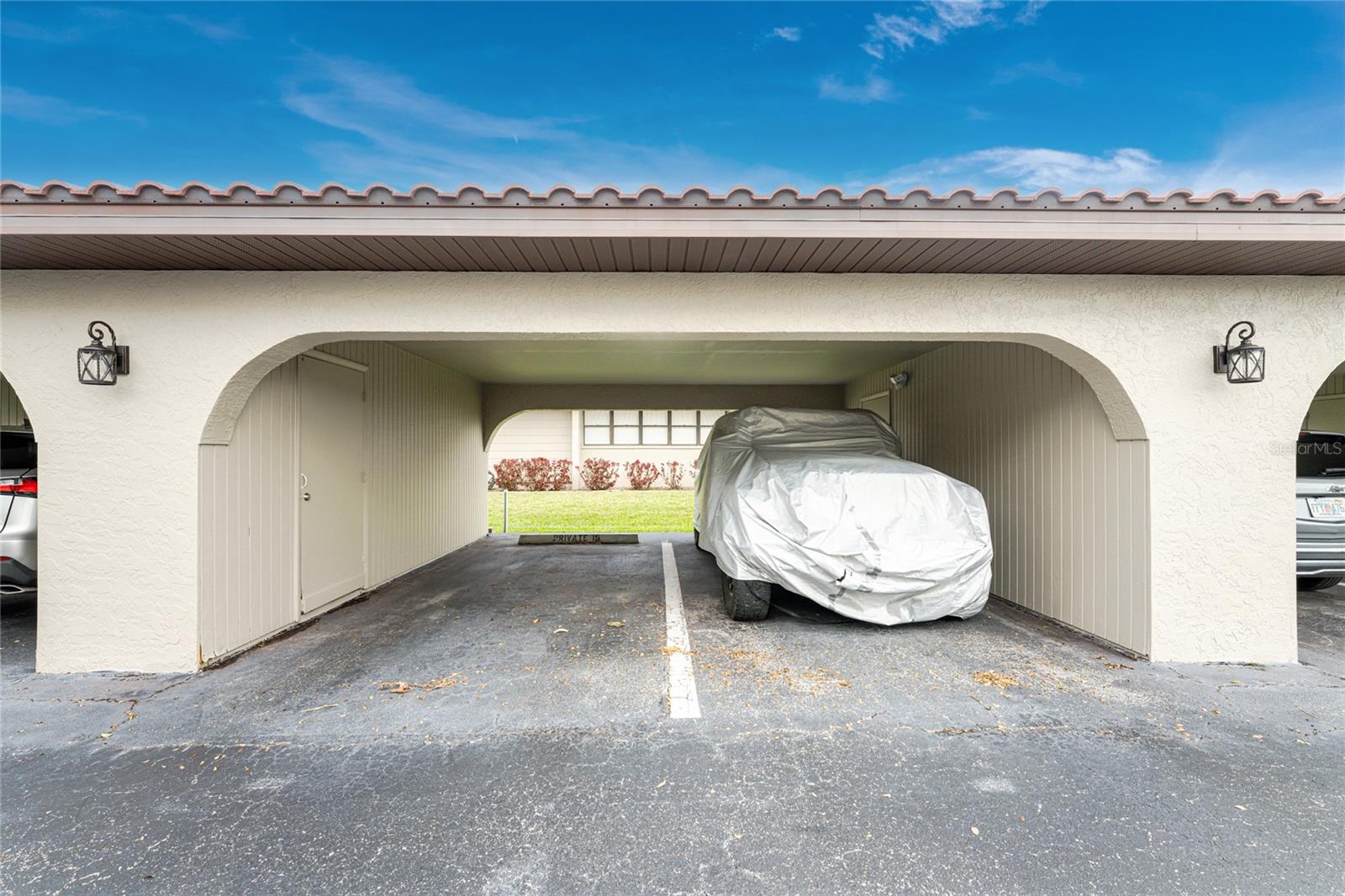 Covered Parking and storage closet