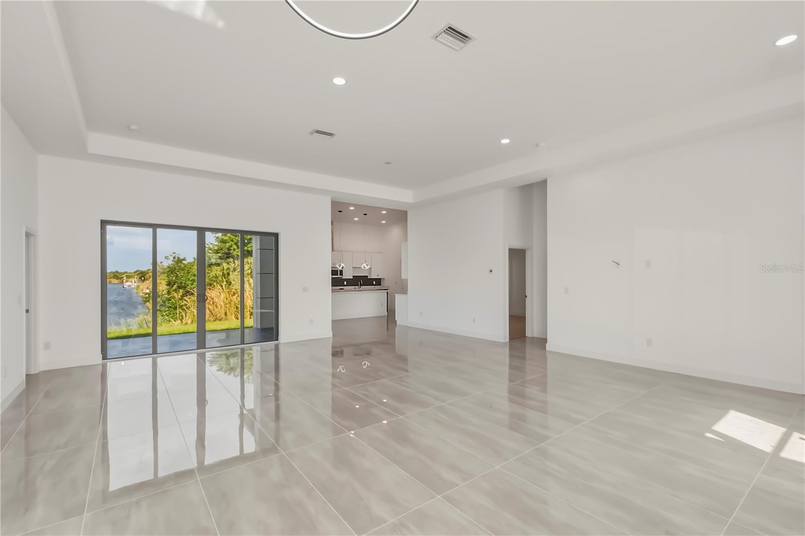 Open Living Area with Stunning Long Canal Views.