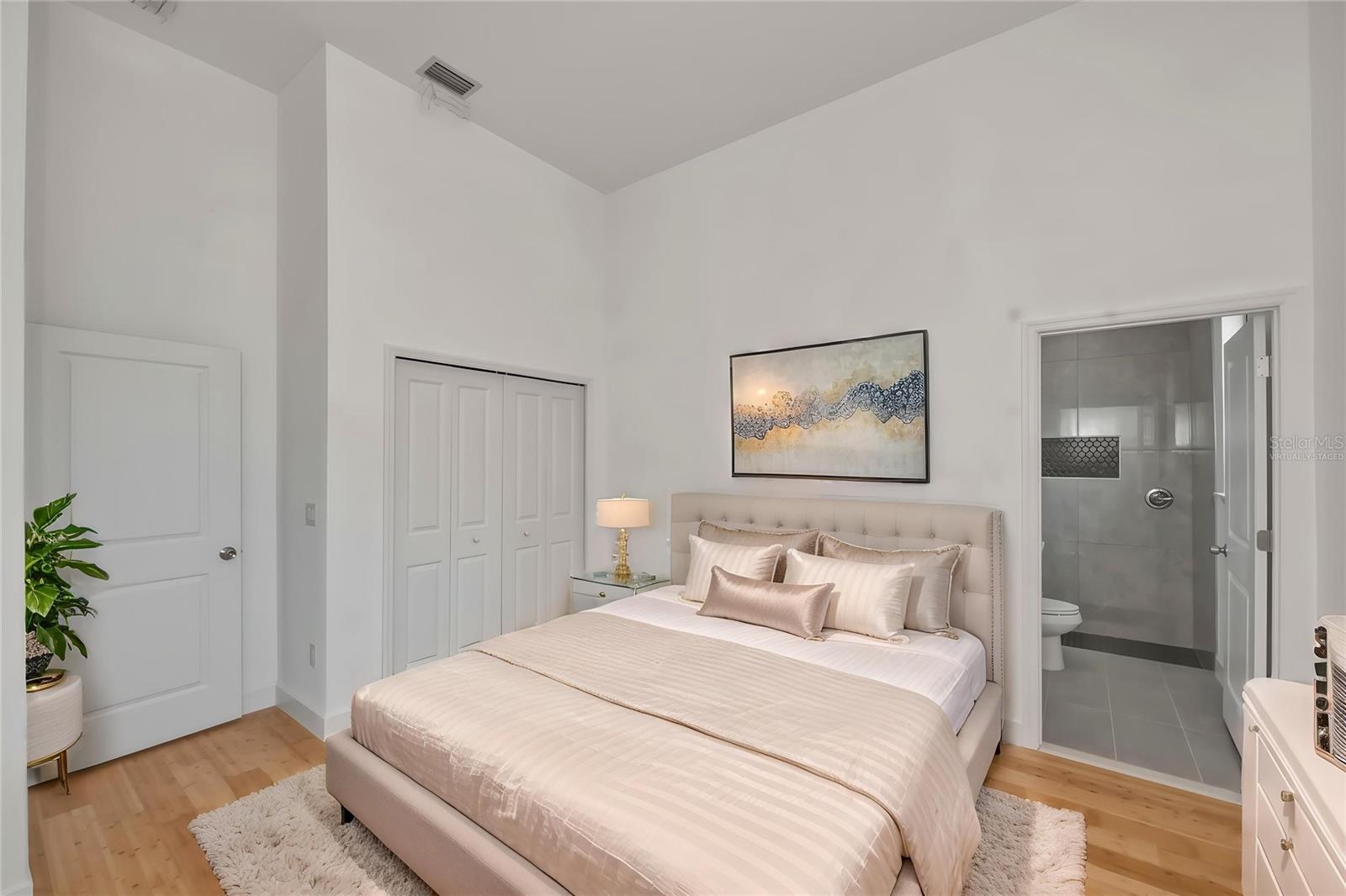 Virtually Staged Third Bedroom with Private Bath Access.