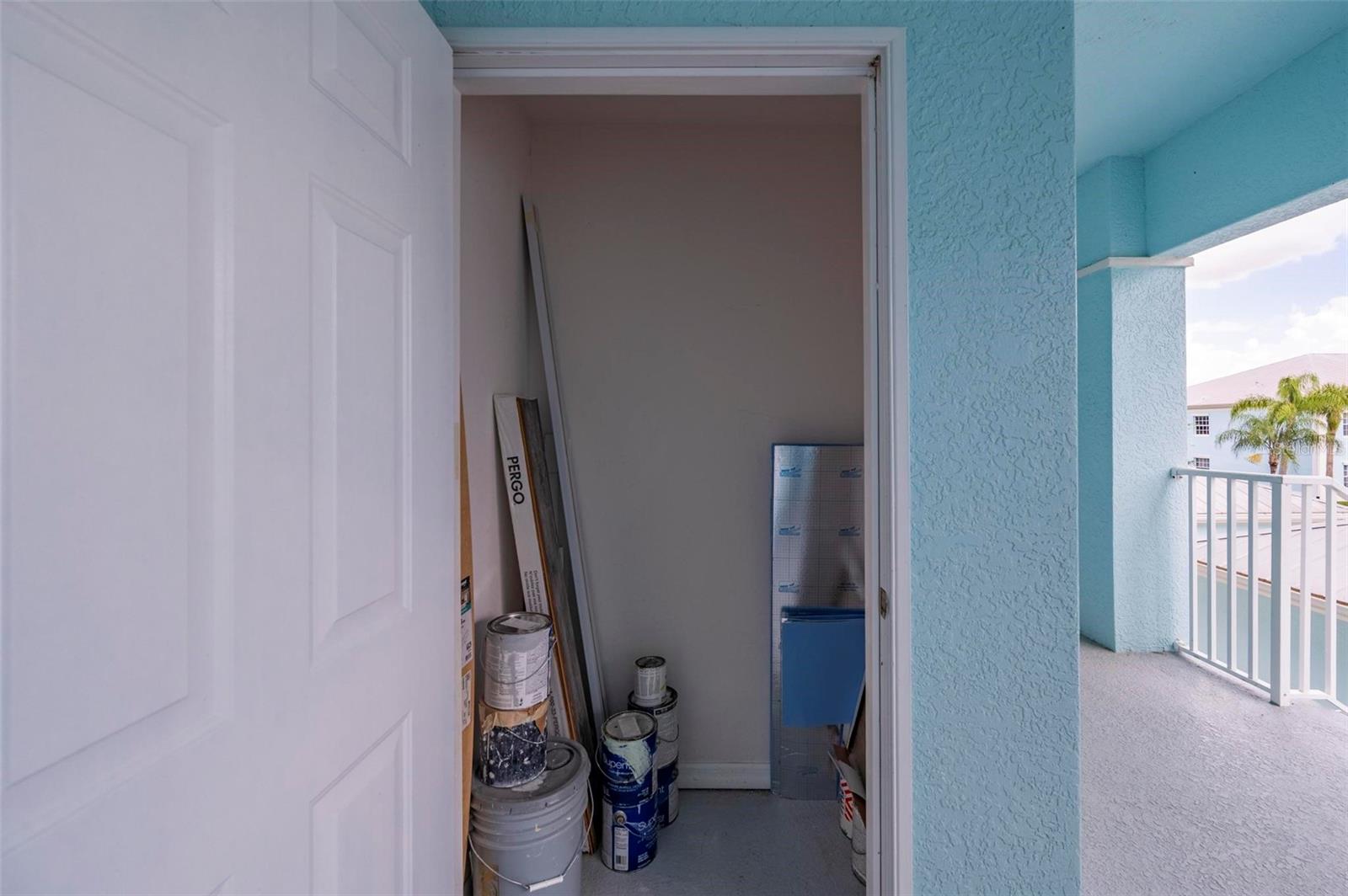 Storage Closet to the right of the front door