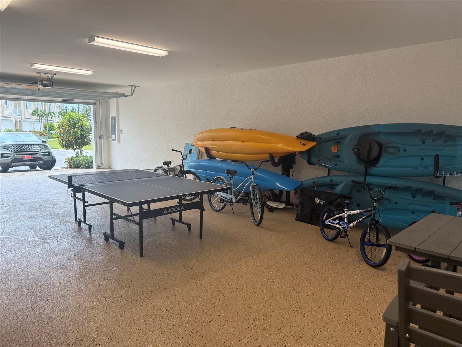 4 Car Garage ping pong table, beach gear