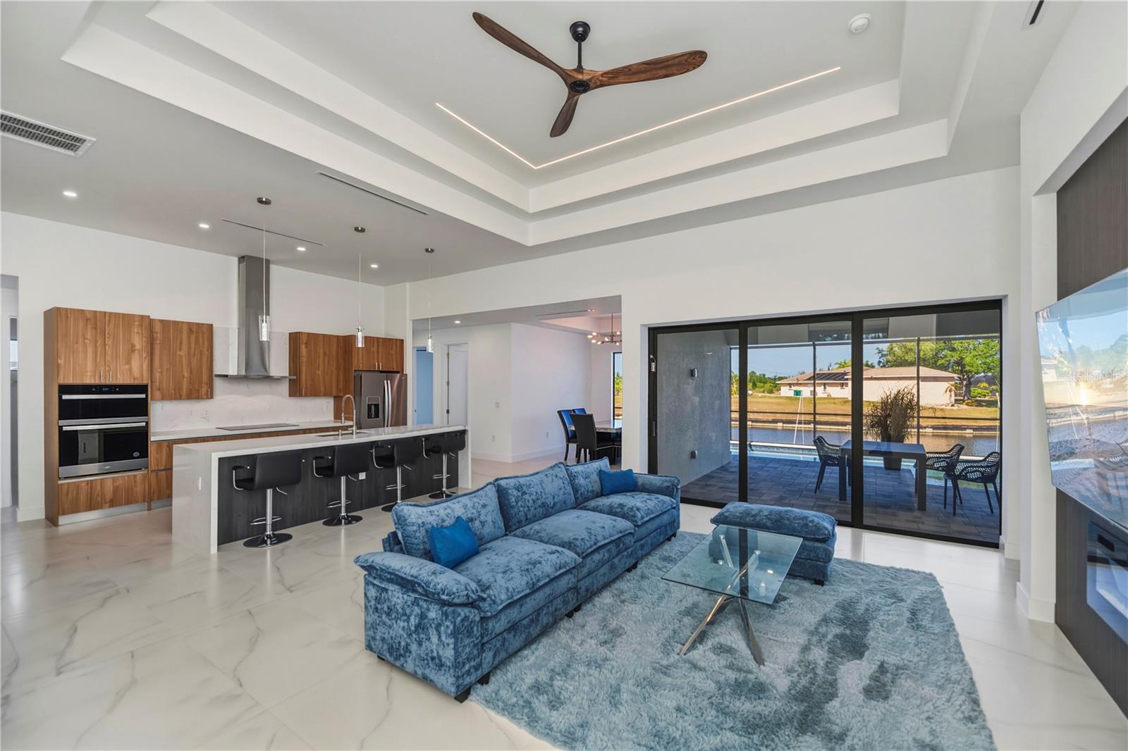 Soaring Tray Ceilings with LED Accent Lighting.