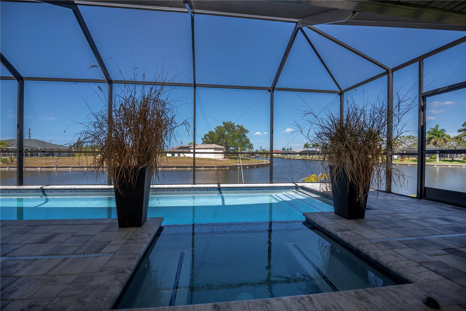 Pool Overlooks Intersecting Canal.